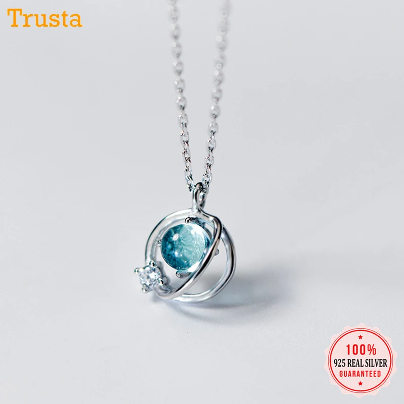 Trustdavis 100% Серебро 925 пробы ювелирные изделия Вселенная планеты камень кулон