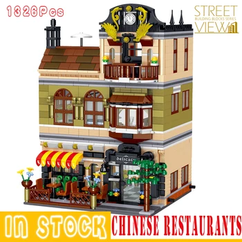 

City Blocks Mini Street View 3D Model Building Blocks Bricks Restaurants Store Architecture Bricks Toys For Children Kids Gifts