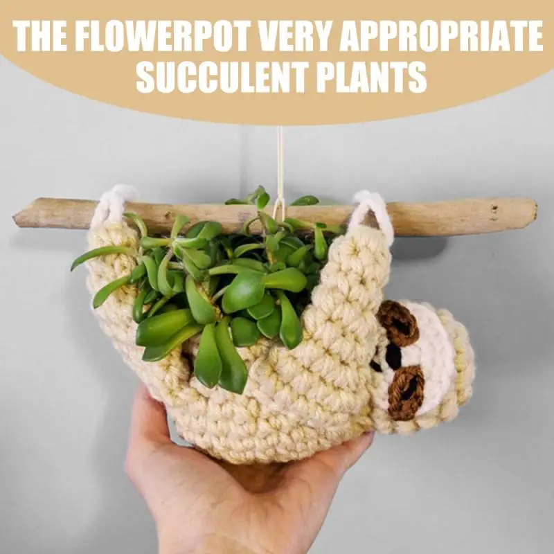 Maceta de tela para perezoso, maceta colgante de ganchillo, decoración del adornos de almacenamiento, envío - AliExpress Hogar y jardín