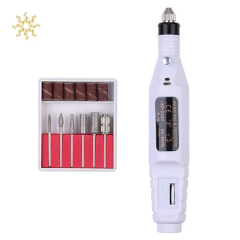 

1 Set USB Charging Nail Electric Manicure Drills Kit Removal Polish Pedicure Nail File Sanding Bands Machine Nail Art Pen