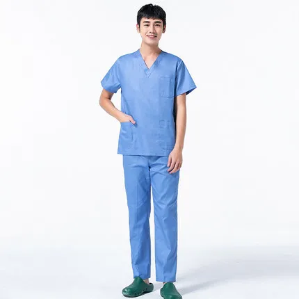 men top and pant Медицинский Набор для работы, больничная форма, медицинская Униформа с короткими рукавами для женщин и мужчин - Цвет: men top and pant