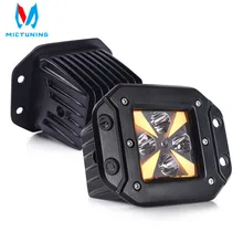 MICTUNING 2Pcs LED Light Pods With Amber Marker Light 12W Work Light Turn Signal Fog Light DRL for Vehicle Offroad Trunk SUV