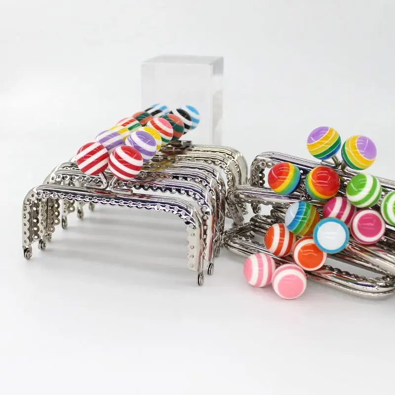 1PCS Super Lovely 10.5CM Silver Lace Stripe l Bead Head Metal Purse frame Kiss Clasp DIY Bag Accessory | Багаж и сумки