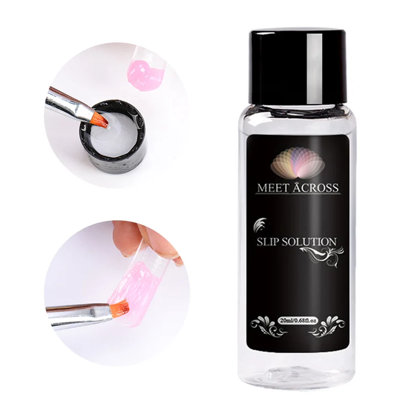  MEET ACROSS Poly Uv Gel Nail Varnish Slip Solution Set Odorless Alcohol Substitutes Brushes Glass J