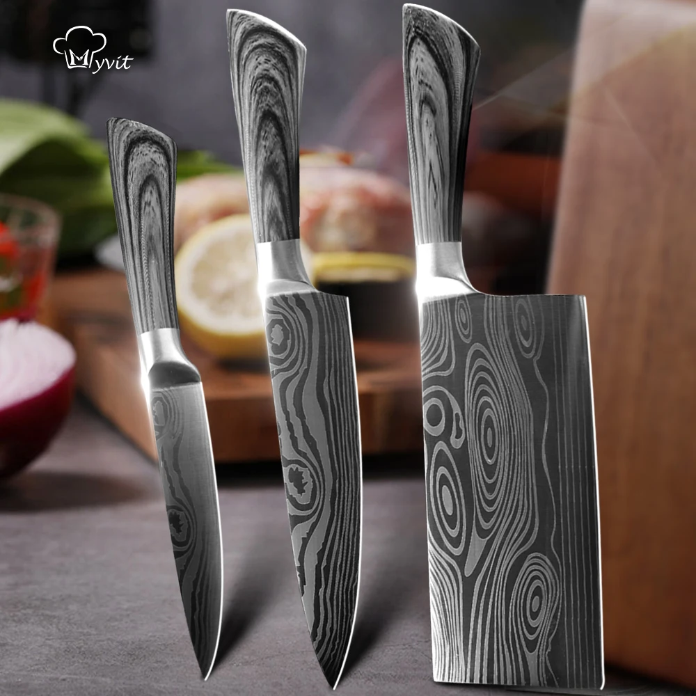 Кухонные ножи 5 7 8 дюймов мясницкий нож китайский шеф повар 7CR17 400C деревянная