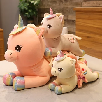 

Cute Cartoon Unicorn Plush Doll Soft Animal Stuffed Pillow Colored Braids Unicorn Toy for Kid Playmates Girl Funny Birthday Gift