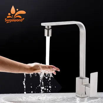 

brushed nickel spray stream modes faucet hot cold mixer crane tap free ship 360 degreee rotation spout