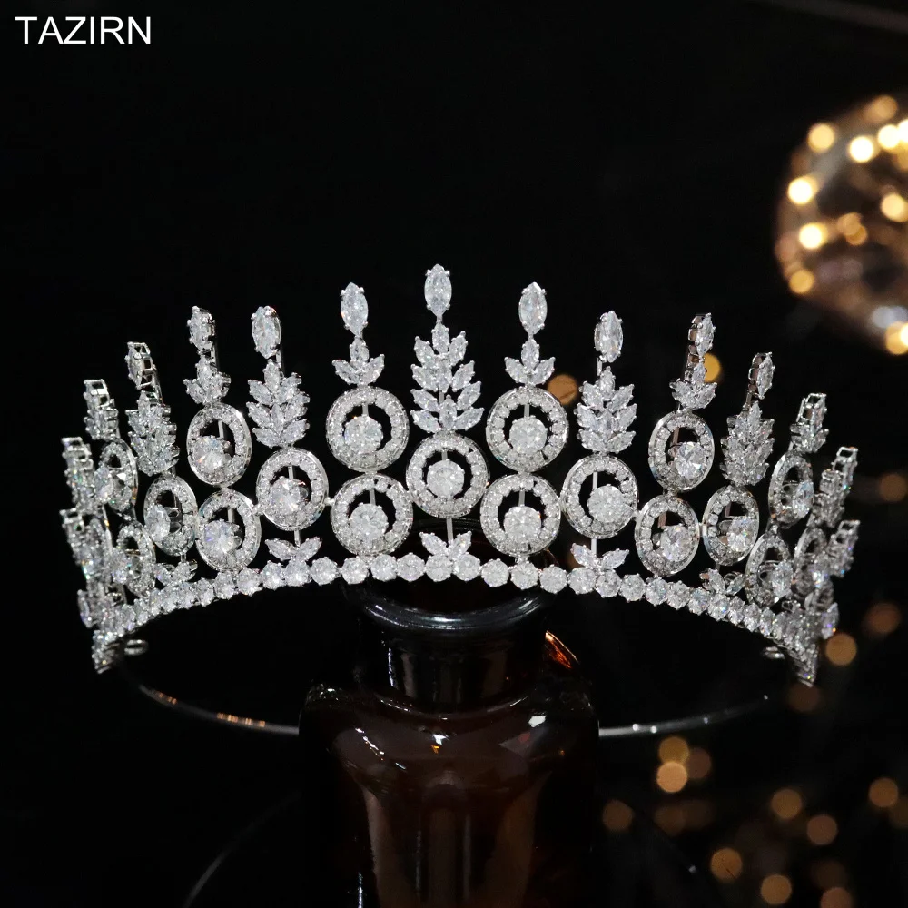 

New Crowns CZ Women Bridal Wedding Tiaras Zircon Queen Hair Accessories Award Ceremony Headband Best Gifts for Bride