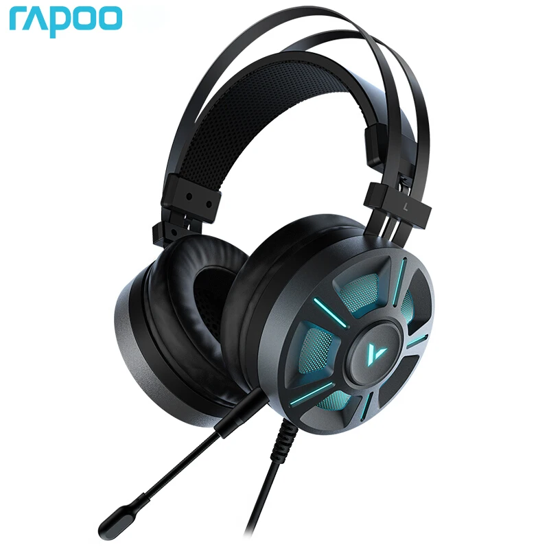 

Оригинальные Игровые наушники RAPOO VH510 RGB с USB, игровая Проводная стереогарнитура 7,1 с объемным звучанием, наушники с микрофоном для компьютера, ПК