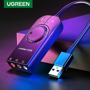 

Ugreen USB Sound Card Audio Interface External 3.5mm Microphone Audio Adapter Soundcard for Laptop PS4 Headset USB Sound Card