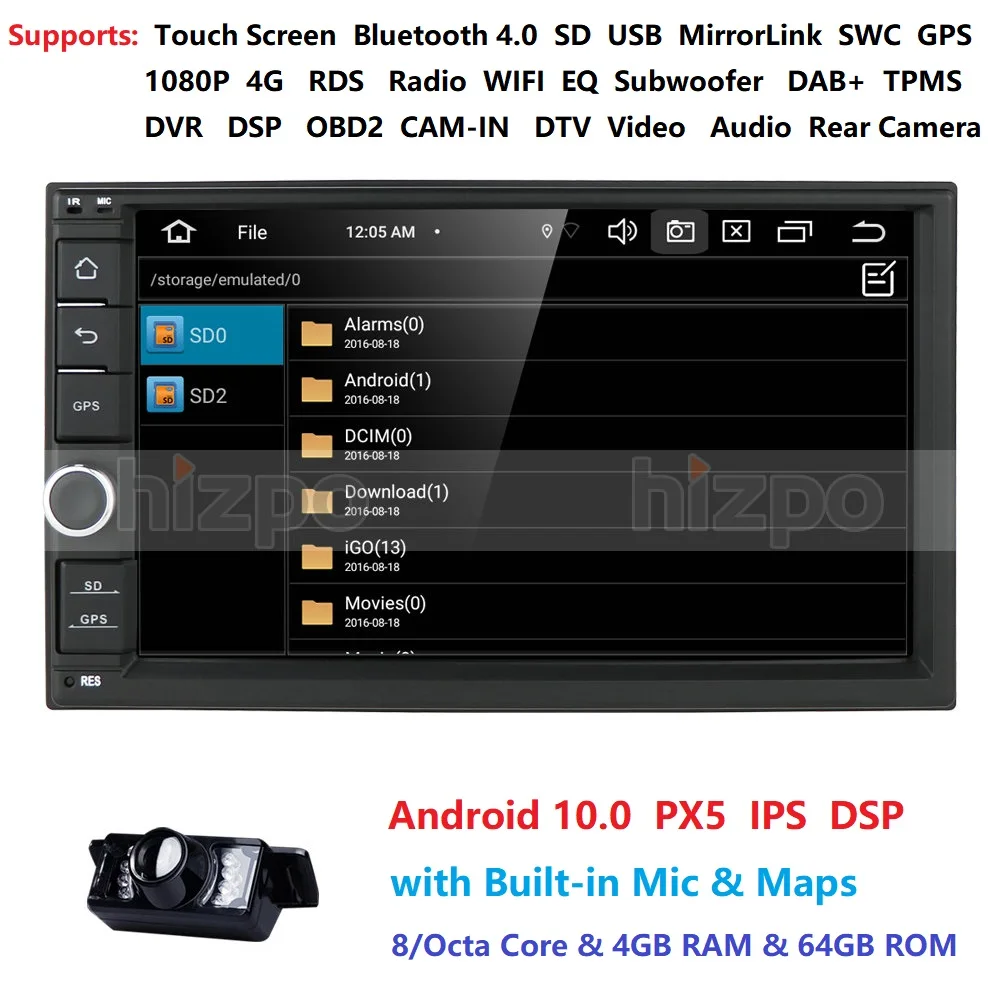 

2 din 7"Android 10.0 Octa Core PX5 Universal Car Radio GPS Navigation Autoradio Video Player Bluetooth Touch Screen Stereo Audio