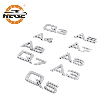 

Car Rear Trunk Emblem tail badge Stickers for Audi A3 A4 A5 A6 A7 A8 Q3 Q5 Q7 Car body Metal 3D Styling Modified Sticker