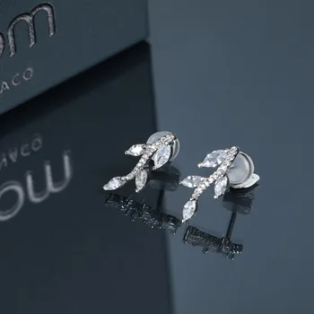 

2019 trendy Morocco luxury leaves stud earrings brand original delicate earrings women girl free shipping