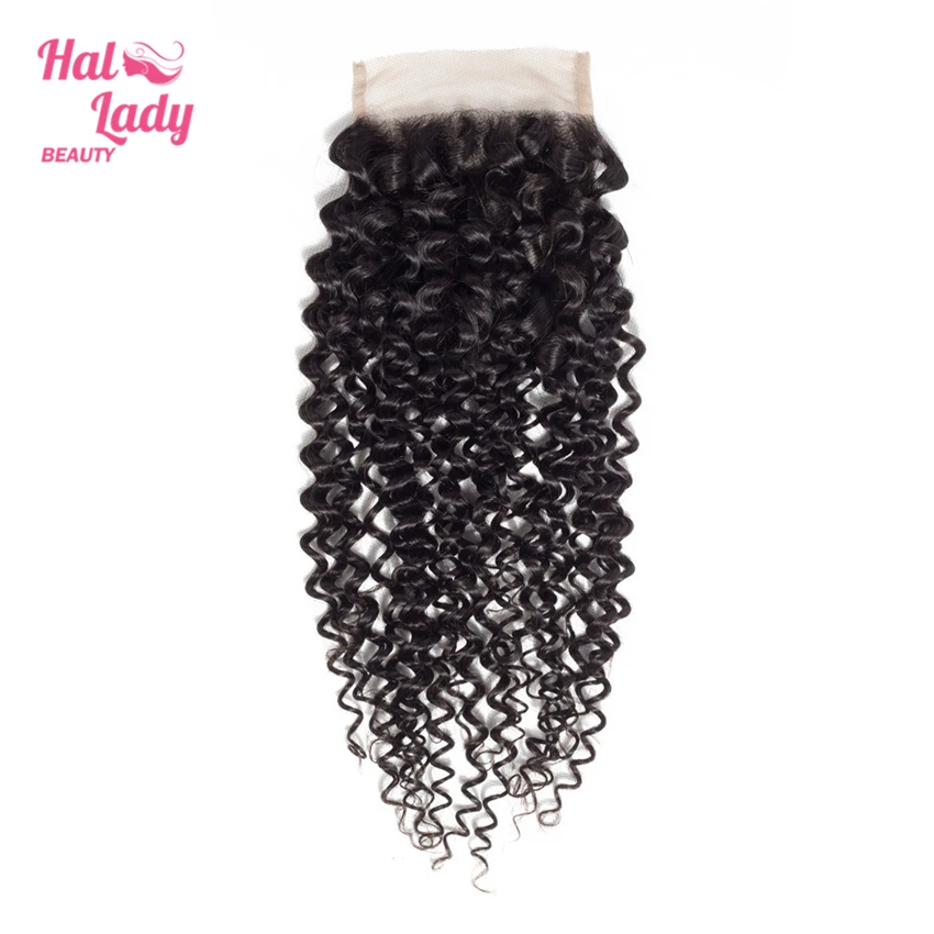 Jerry Curly Brazilian Human Hair Closure 4x4 PrePlucked Free Middle Part Lace Closure with Baby Hair Non-Remy