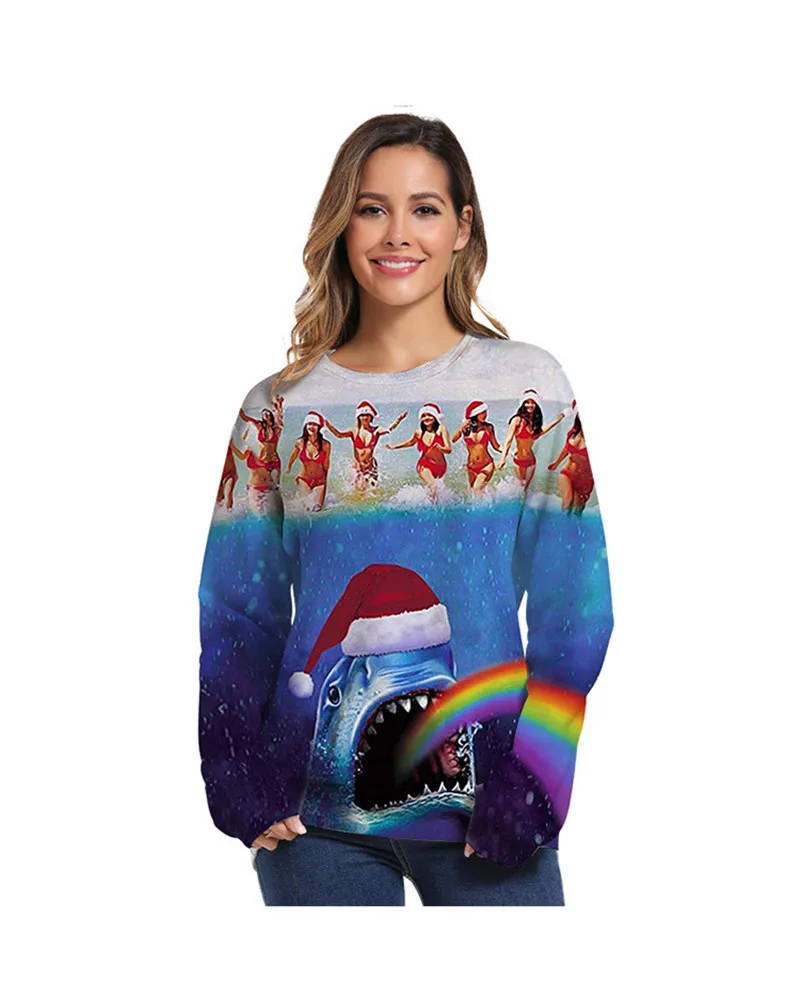 Осенне-зимний Уродливый Рождественский свитер, 3D свитера, джемперы, топы, Рождественский свитер с капюшоном, мужская и женская одежда больших размеров, S-3XL
