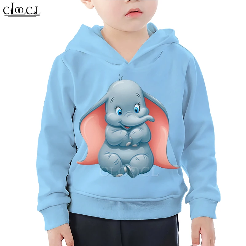  Family Fitted Cartoon Animal Baby Dumbo Elephant Hoodies Boy Girl 3D Print Children's Hoodie Sweats