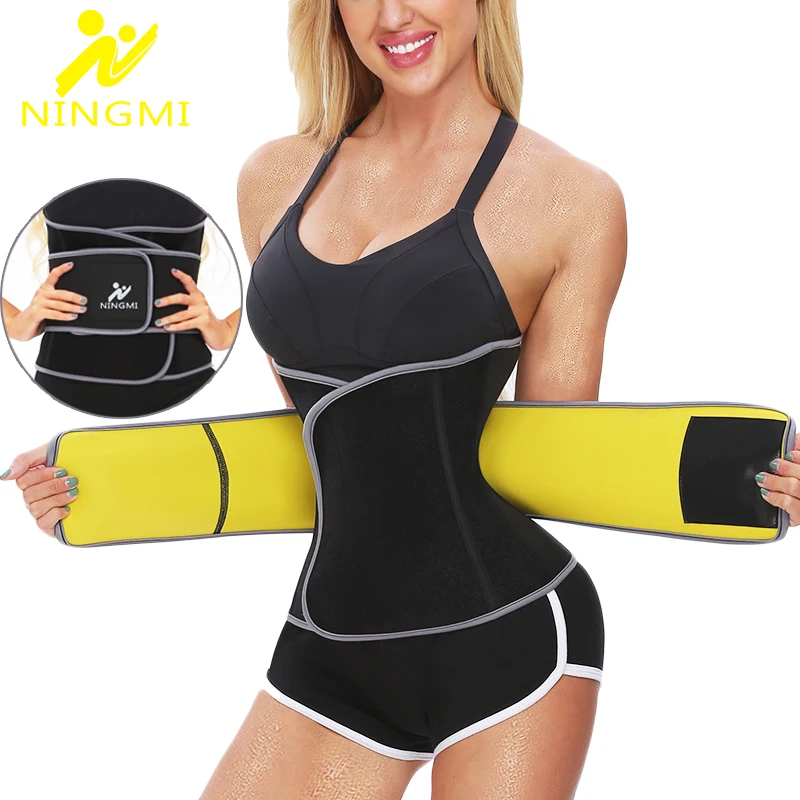 NINGMI Women Modeling Belt Waist Trainer Slimming Body Shaper Neoprene Sauna Strap with Phone Pocket Shapewear Pulling Underwear spanx shorts