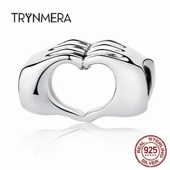 

Trynmera New Collection Genuine 925 Sterling Silver Closed Love Hand Heart Beads fit Bracelets DIY Jewelry Accessories TA050