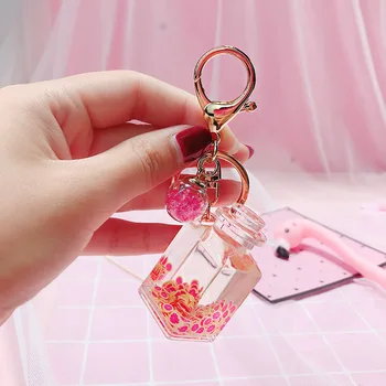 

Creative Popsicle Glitter Key Chain Quicksand Keychain Liquid Floating Fruit Keyring Backpack Pendant Gift for women K079