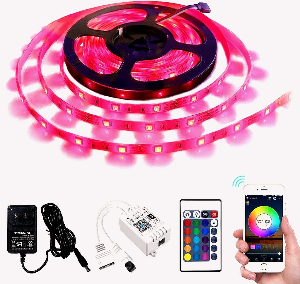 

ColorRGB, Smart WiFi LED Strip Lights, Works with Alexa, Google Home ,5050 LED light strip ,DC12V IOS/Android App 10M