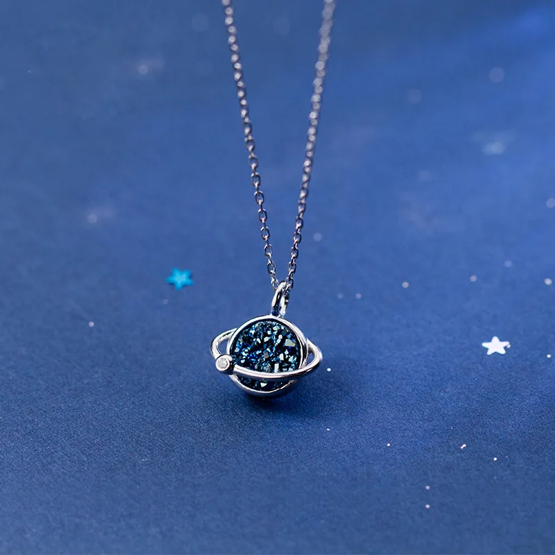 

2019 New 925 Sterling Silver Starry Sky Pendant Necklaces Clavicle Chain For Women Wedding Fashion Jewelry Gifts