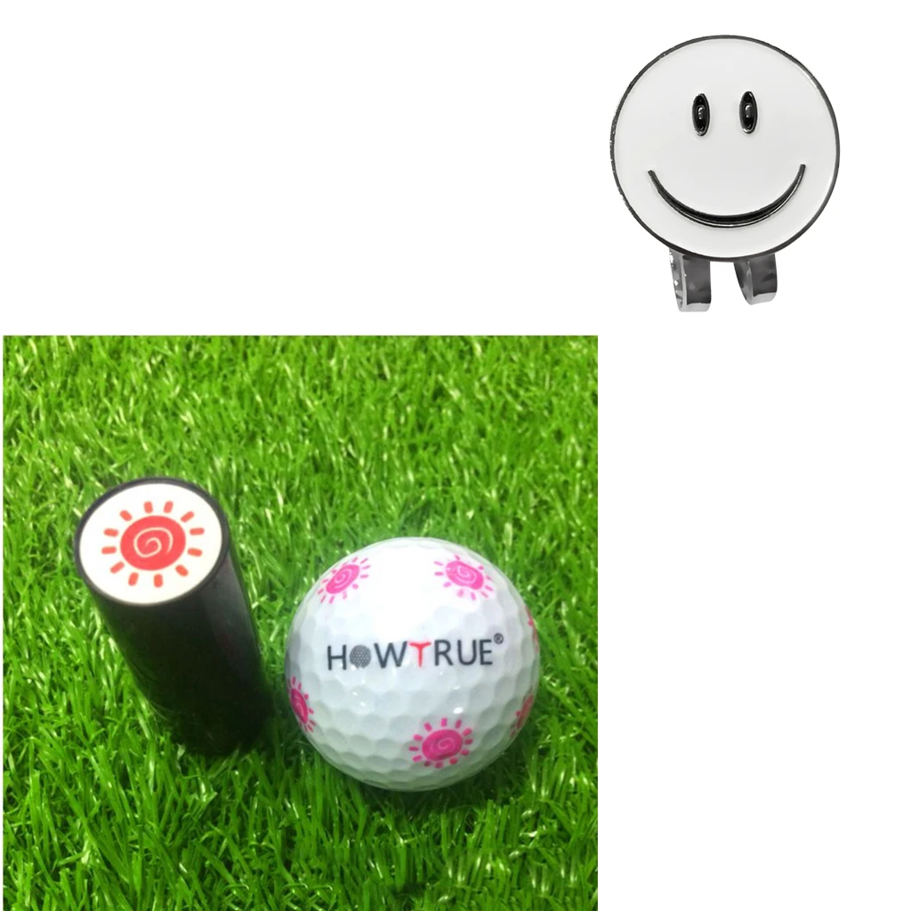 

Golf Ball Marker with Detachable Hat Visor Clip with Ball Stamper Stamp Eye Carton Sun Print Golfer Gift Accessories