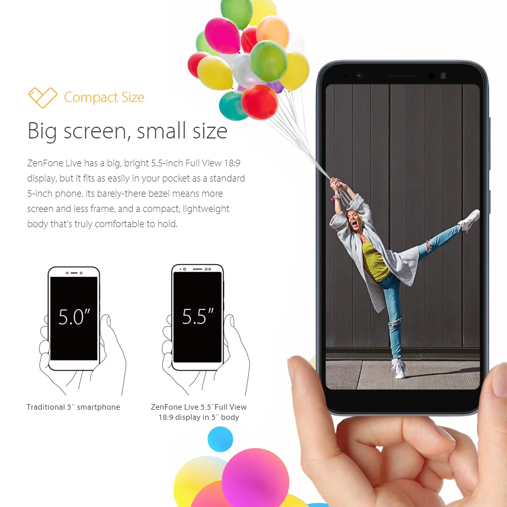 Мобильный телефон ASUS ZenFone Live L1 с глобальной версией, ZA550KL, 5,5 дюймов, 18:9, Android 8,1, 16 ГБ, 3000 мАч, 8 Мп, разблокировка лица, смартфон 4G