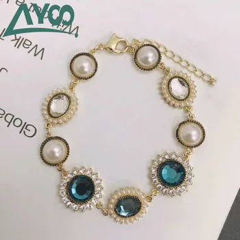 

AYoo high quality 2020 new noble temperament retro pearl green bracelet female holiday gift for girlfriend
