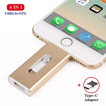 

OTG USB 3.0 For iphone flash drive 128GB 64GB Pendrive 32GB 16GB Memory Stick USB Stick for iphone/ipad/Mac typec u disk