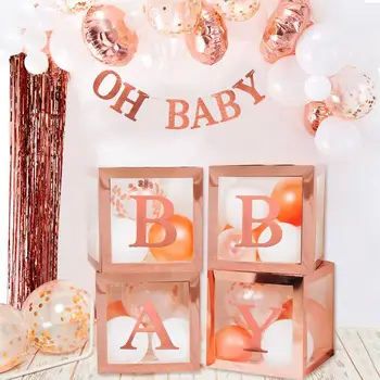 

Photo Booth Props Rose Gold Baby Transparent Name Box Baby Shower Photobooth Props Wedding Birthday Party Decoration photoBooth