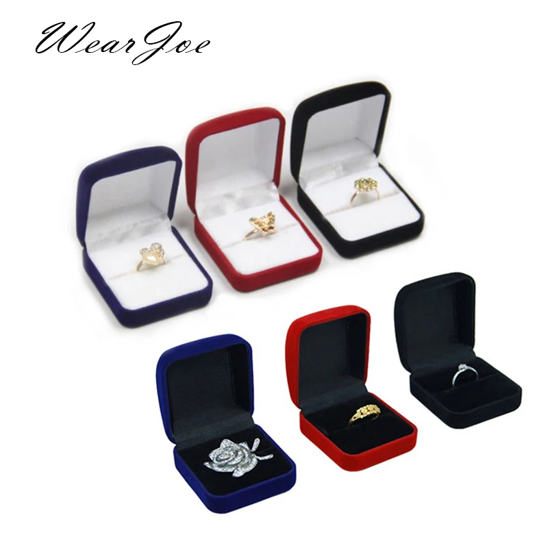 

Bulk Engagement Ring Packaging Box Velvet Valentine's Day Gift Wedding Ring Showcase Organizer Jewelry Stud Earrings Storage Box