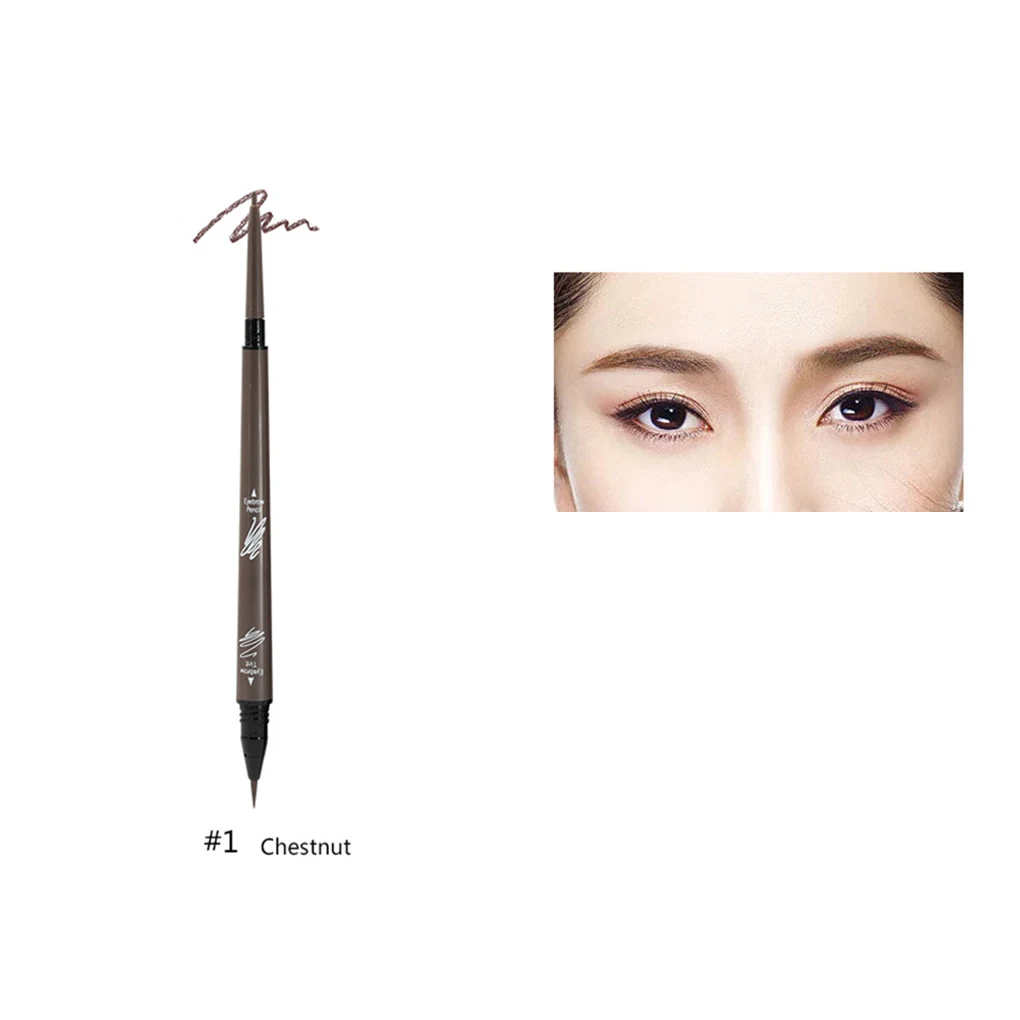 Waterproof Natural Long Lasting Dual Heads Liquid Eyebrow Paint Tattoo Pen Tint Makeup Cosmetics - Цвет: NO.1