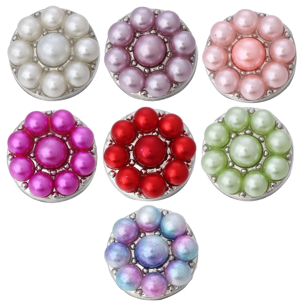 

10pcs/lot New Mini 12mm Snap Jewelry Pearl Flower Snap Buttons Charms for 12mm Snap Earring Bracelet DIY Accessories