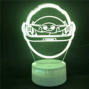

Smart Phone Control Yoda Baby Unique Prize for Baby Bright Base 7 Color with Remote Atmosphere Touch SensorLED Night Light