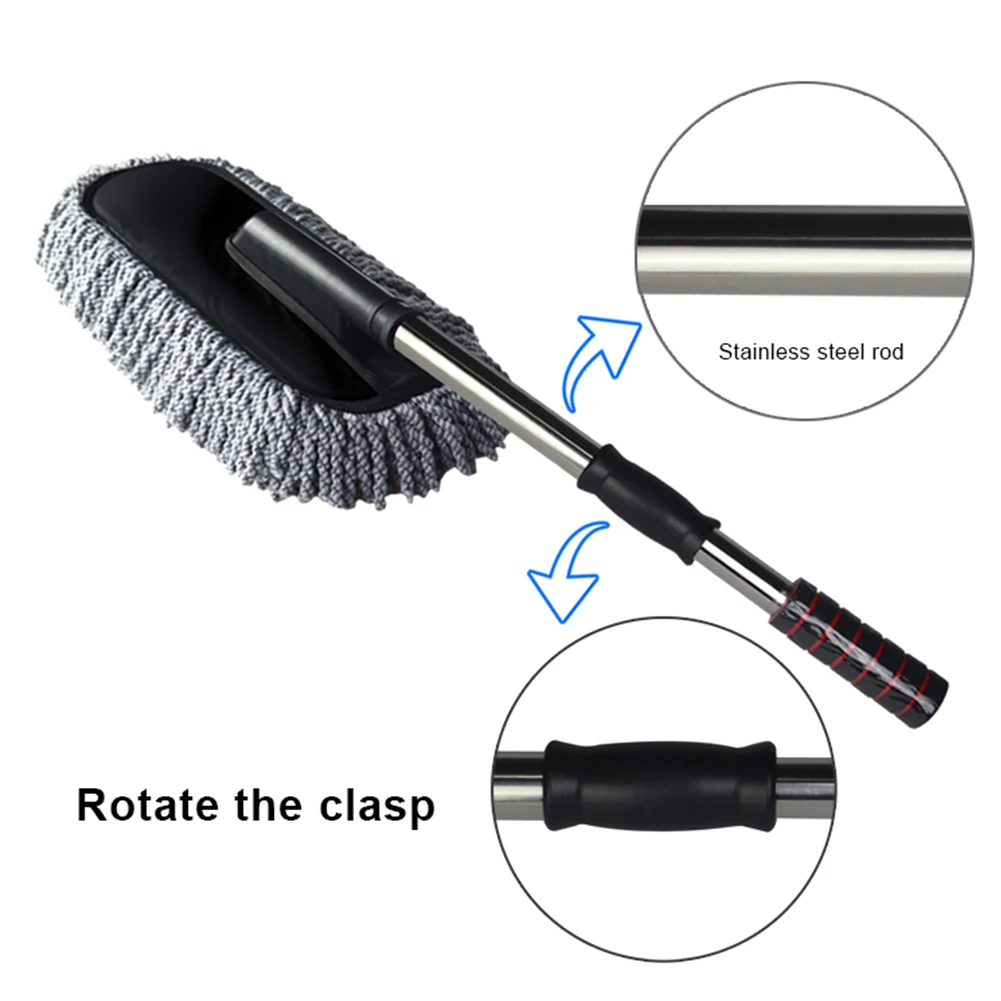 Car Duster, Multipurpose Microfiber Wash Brush Vehicle Interior and Exterior Cleaning Kit with Extendable Handle for Car or Home