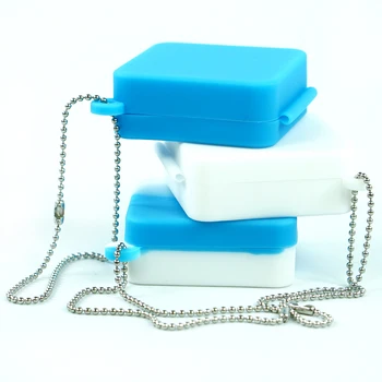 

5pcs 9ml Silicone Containers Connected Box with Keychain Square Silicone Flip Box Portable Dab Box Storage Containers