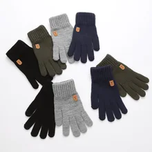 Men's Knitted Wool Winter Outdoor Thickened Gloves to Keep Warm Cashmere Hand Cover With Lining Skiing Short Wrist