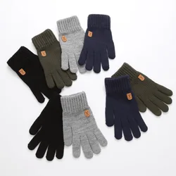 Men's Knitted Wool Winter Outdoor Thickened Gloves to Keep Warm Cashmere Hand Cover With Lining Skiing Short Wrist