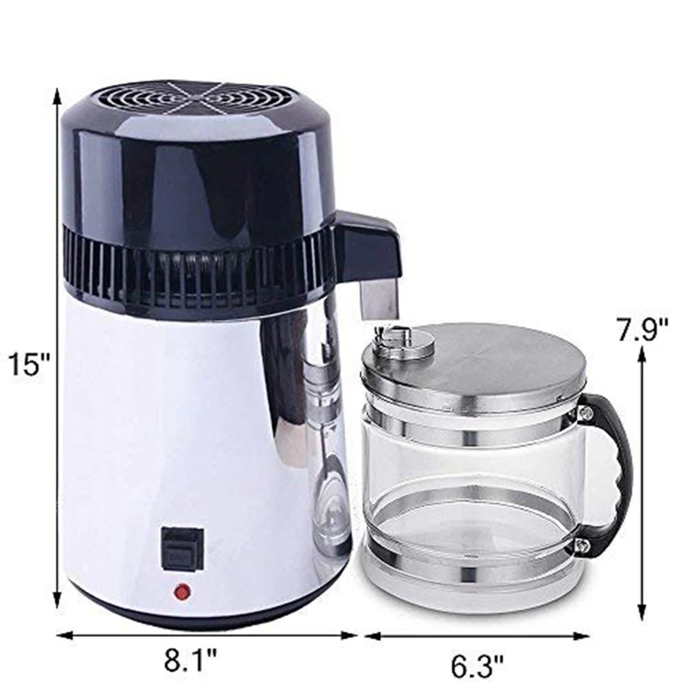 ECOSOURCES 4L 220 В дистиллятор воды из нержавеющей стали автоматический дистиллятор воды эксперимент фильтр очиститель бойлер