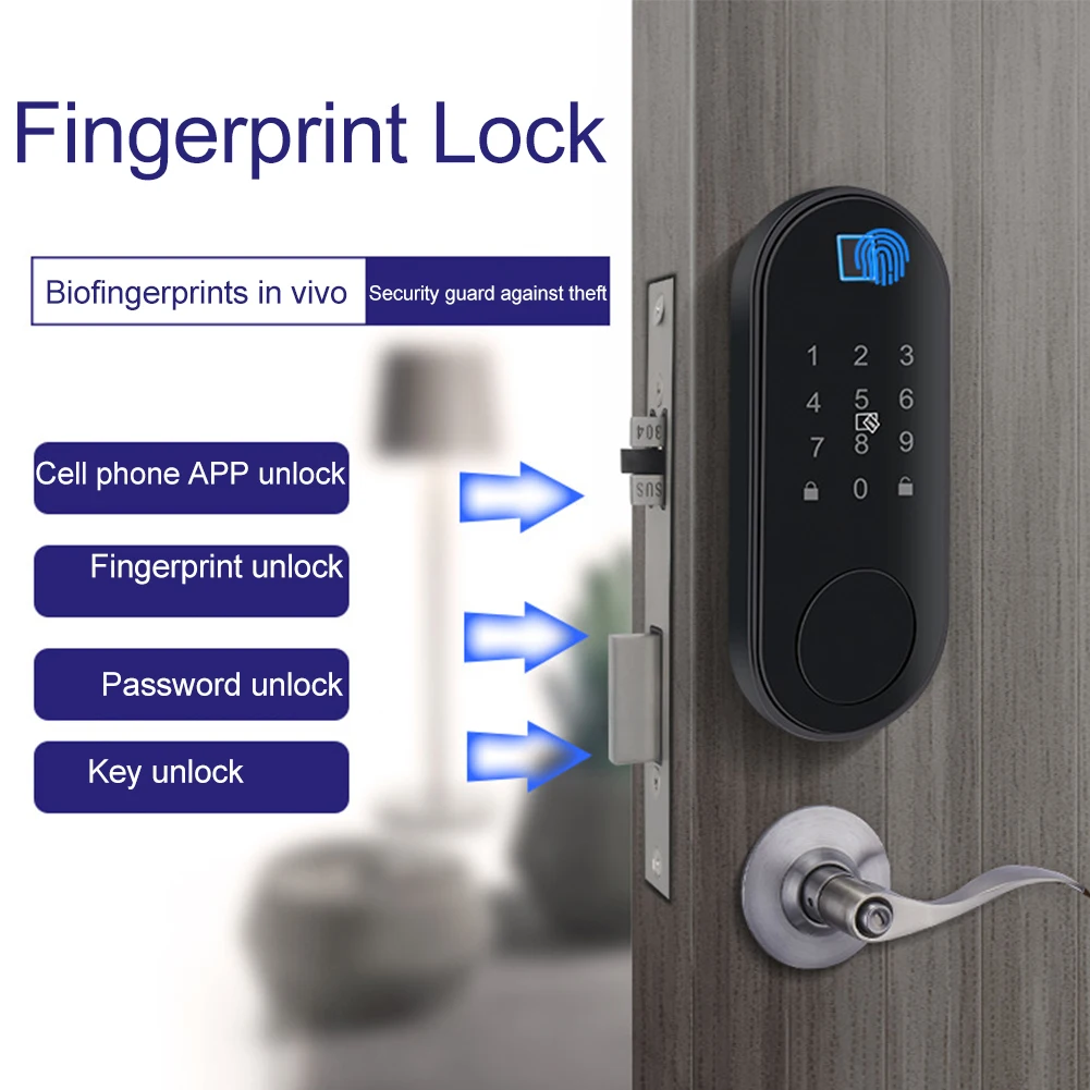 

Anti Theft Fingerprint Zinc Alloy Self Defense Universal Professional Door Lock Touch Password APP Control Home Security Keypad
