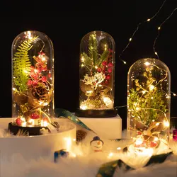 Regalos de Navidad, adornos luminosos de simulación, decoración de árbol de Navidad, lámpara LED, cubierta de cristal, caja de regalo