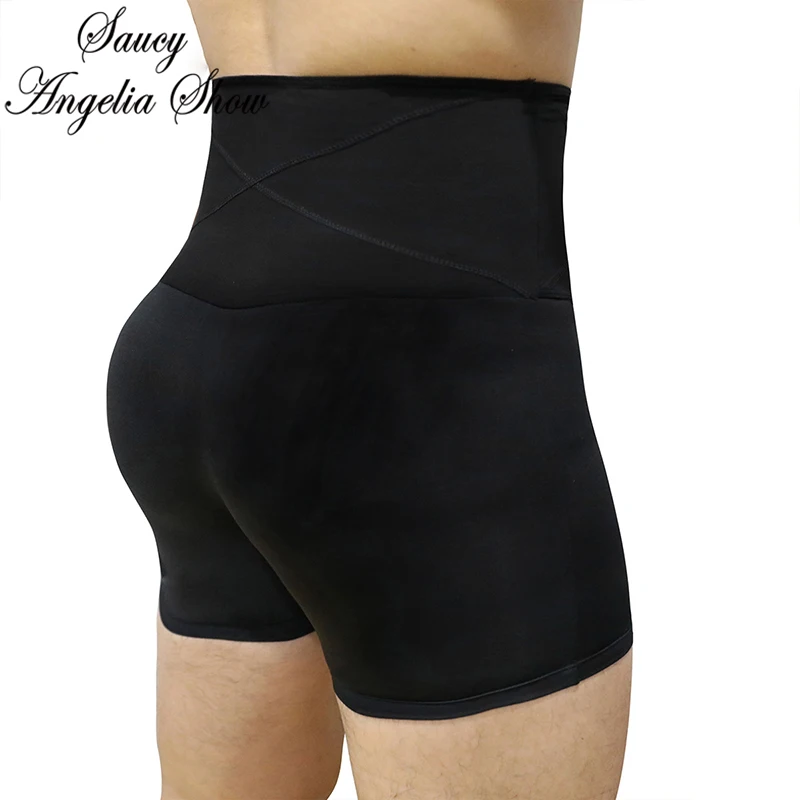 Men Black Body Shaper Pants Breathable High Waist Trainer Slimming Panties Belly Abdomen Fat Drawing Fitness Underwear Shapewear