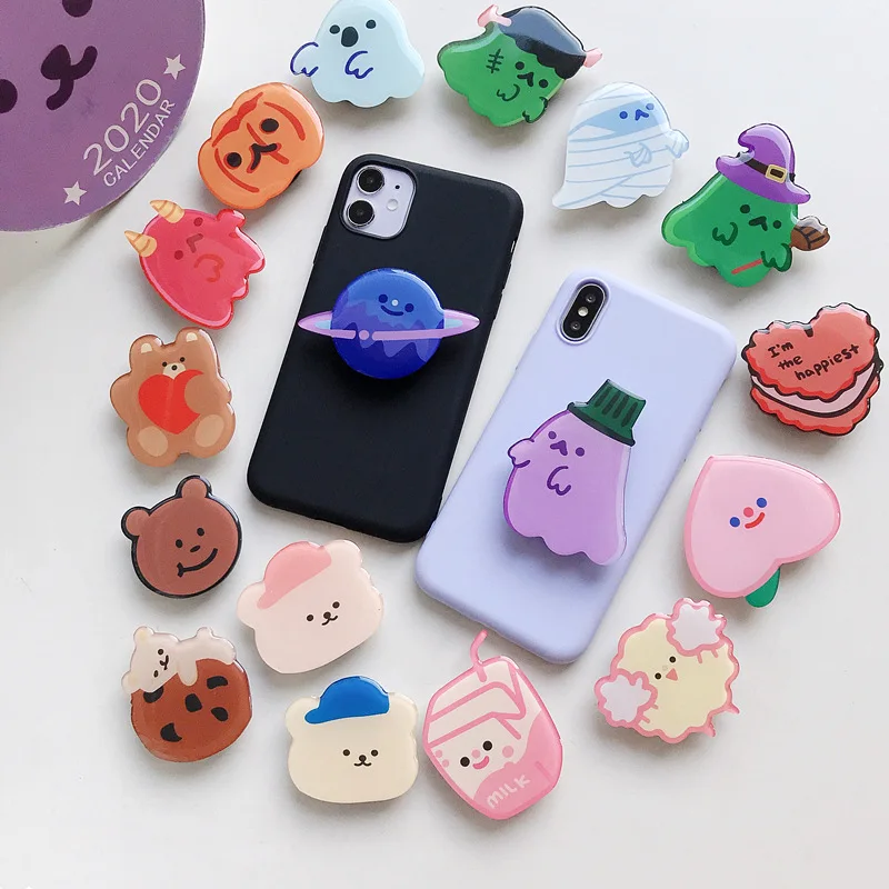 

Cute Cartoon Universal Expand Phone Stand Holder For Samsung Galaxy S20 A51 A71 Glue Fold Bracket For iPhone 11 12 Pro max