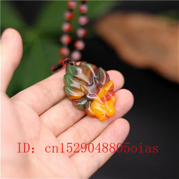 Natural Color Hetian Jade Stone Nine-tailed Fox Pendant Necklace Chinese Jadeite Jewelry Charm Amulet Carved Gifts for Women Men | Украшения