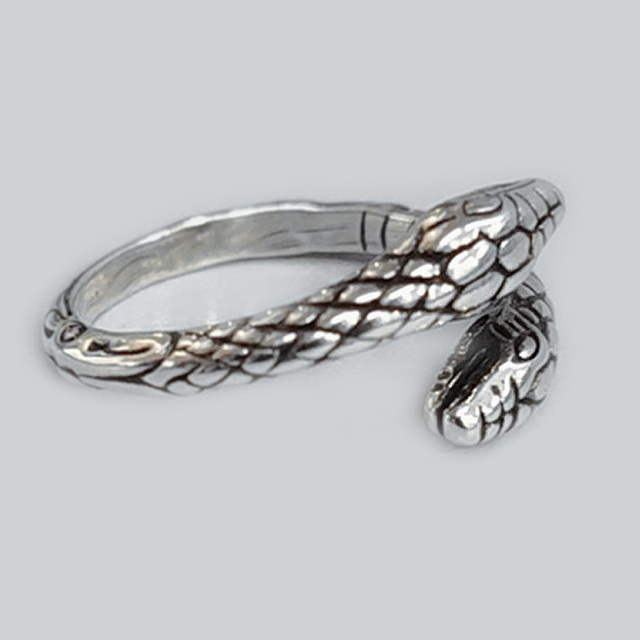 Punk Snake Ring for Men Women Exaggerated Antique Siver Color Fashion Personality Stereoscopic Opening Adjustable Rings