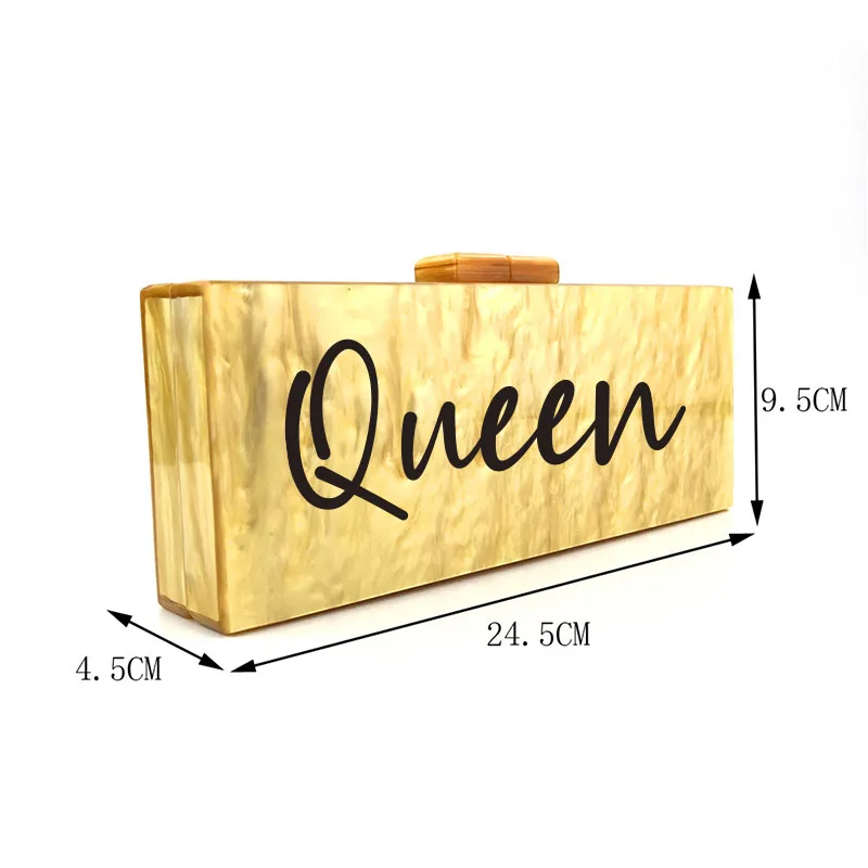 Personalized Acrylic Bag Name Printed Clutch Customized Dinner Bag Long Box Pearlescent Acrylic Shoulder Clutch New Famous Brand Designers Handbags 