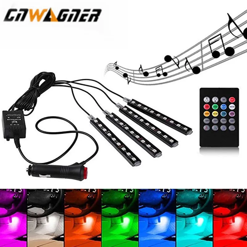 

4x 9LED 12V Car styling Interior Dash Floor Foot Decoration Light Lamp Cigarette LED Atmosphere Lights Decoration Lamp Car Styli