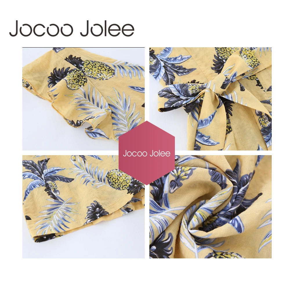 Jocoo Jolee, цветочный принт, женские летние комбинезоны, новинка, сексуальный глубокий v-образный вырез, женские комбинезоны, богемный стиль, одежда, новое поступление