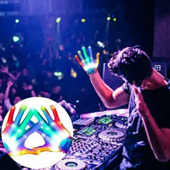 

1PCS Creative Personality LED Luminous Lighting Glovers Colorful Battery Glove Christmas Flashing Party With Cosplay Hallow A1N4