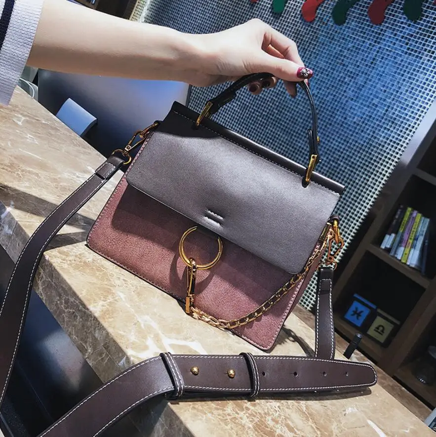 

Vintage Contrast Color Women Big Handbag Fashion Pu Small Flap High Quality Chain Ladies Shoulder Messenger Bags Casual Tote Bag